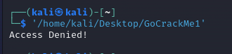 GoCrackMe1 binary printing Access Denied on execution