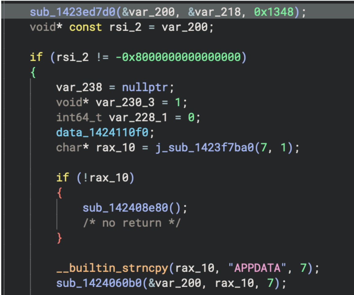x64dbg dump showing Exodus directory path being built using HNTS ID 1348 lookup