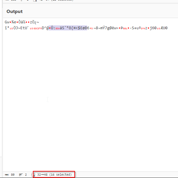 CyberChef highlighting first 48 bytes of decoded config blob to identify hash and IV