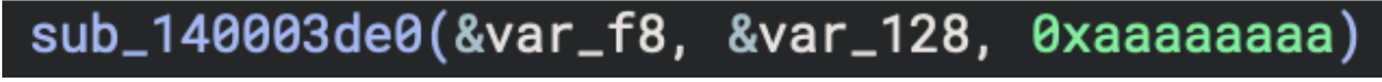 x64dbg disassembly showing call to 140003de0 with HNTS structure and 0xAAAAAAAA ID