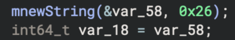 IDA Pro decompiler showing _buildEncodedFlag function allocating 38-byte Nim string