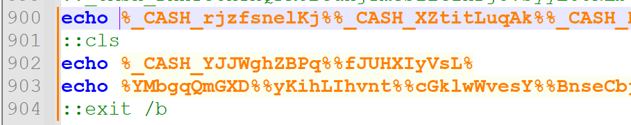 modified batch script with echo commands added before variable execution