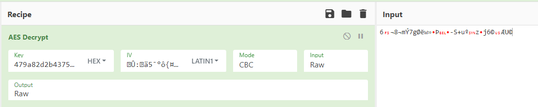 CyberChef AES-CBC decryption of Quasar RAT config string using derived key