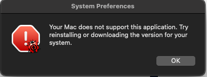 fake macOS compatibility error dialog shown to victim after data exfiltration