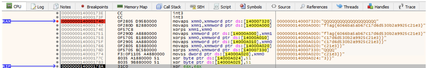 Rust Tickler flag output after XOR decryption with key 0x51