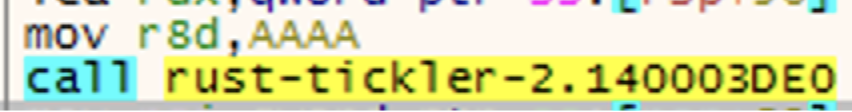 x64dbg showing 0xAAAA loaded into R8 for second HNTS lookup call