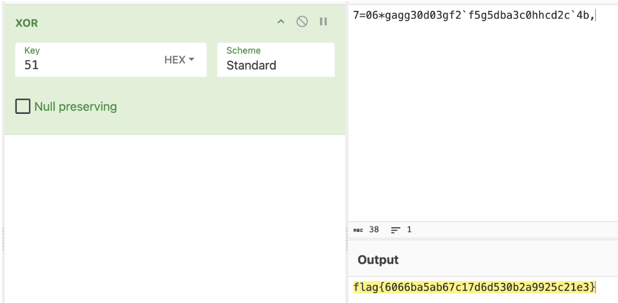 CyberChef XOR with 0x51 revealing the Rust Tickler flag